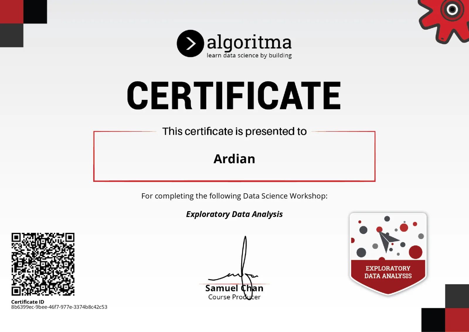 Exploratory Data Analysis certificate