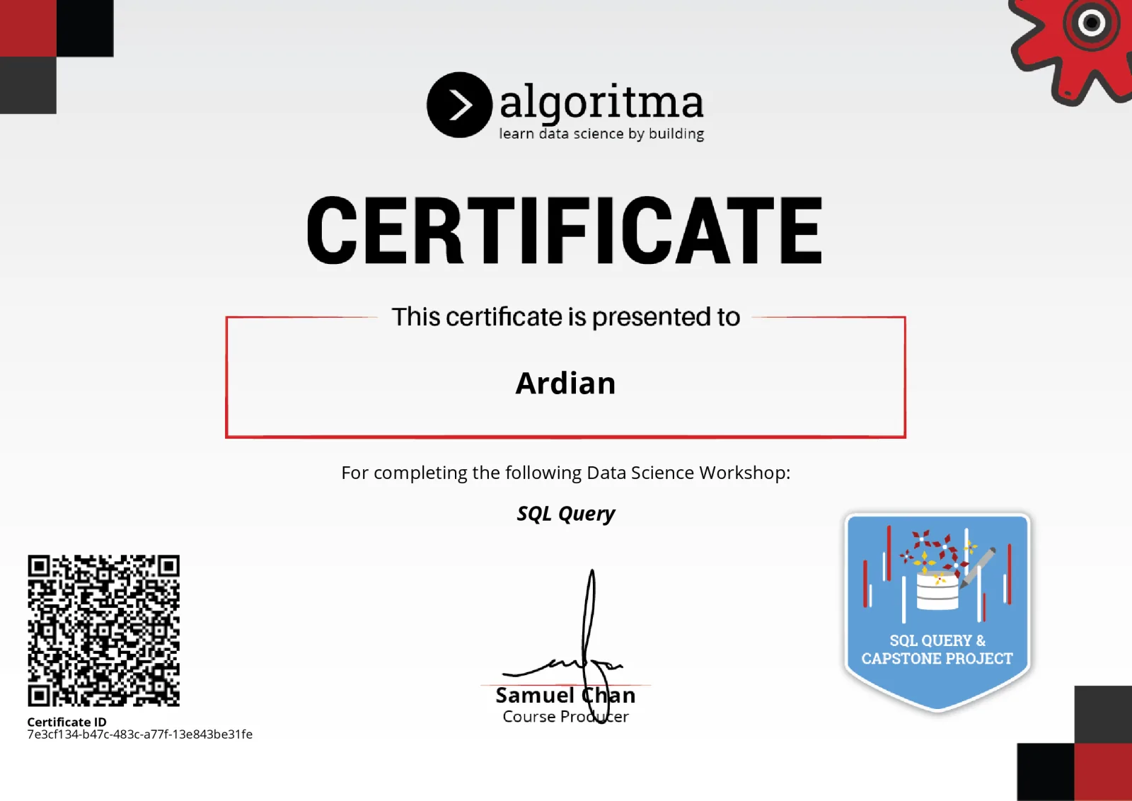 SQL Query certificate